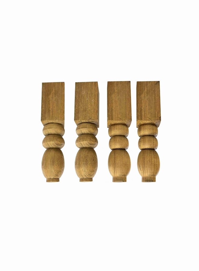 ASHOFY Handmade Wooden Pooja chowki Leg Small Size Raw Without Polish Leg (Height -5.5") - Image 1